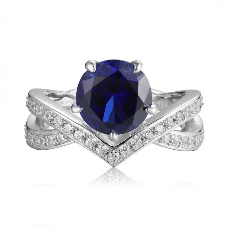 Ruif Jewelry Classic Design S925 Silver 2.39ct Lab Grown Sapphire Ring Wedding Bands for party gift