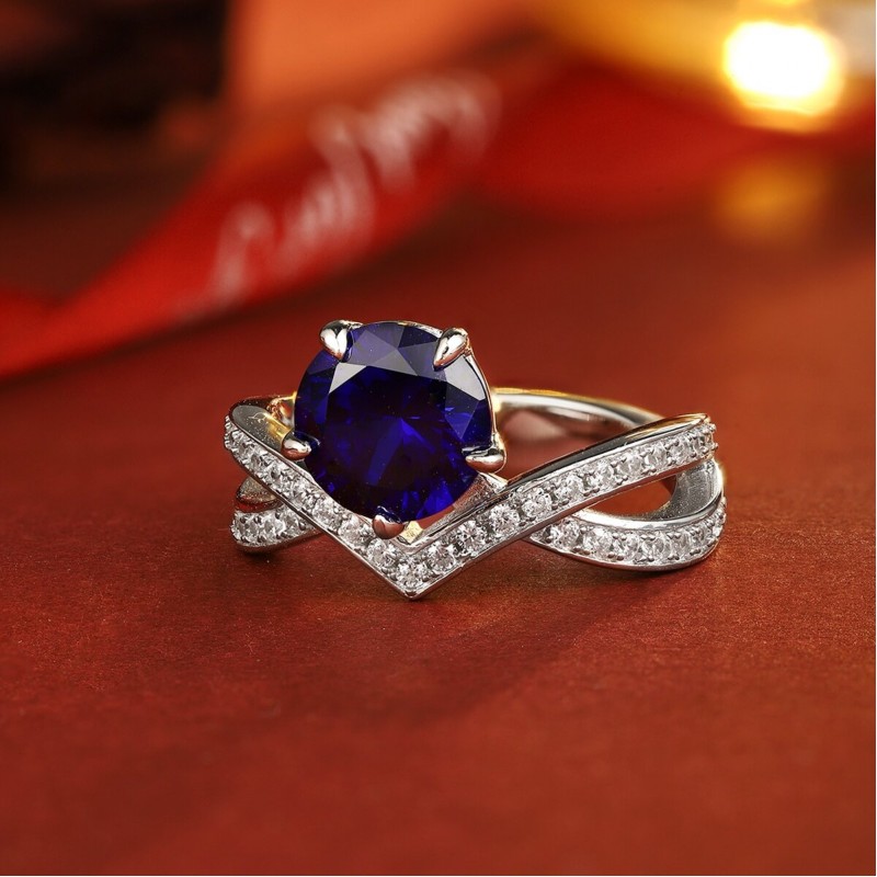 Ruif Jewelry Classic Design S925 Silver 2.39ct Lab Grown Sapphire Ring Wedding Bands for party gift
