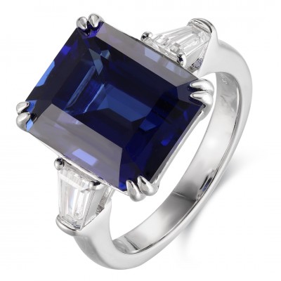 Ruif Jewelry Classic Design S925 Silver 8.77ct Lab Grown Sapphire Ring Wedding Bands for party gift