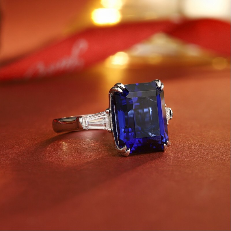 Ruif Jewelry Classic Design S925 Silver 8.77ct Lab Grown Sapphire Ring Wedding Bands for party gift