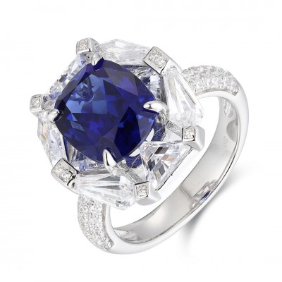 Ruif Jewelry Classic Design S925 Silver 5.42ct Lab Grown Sapphire Ring Wedding Bands for party gift Ruif Jewelry Classic Design S925 Silver 5.42ct Lab Grown Sapphire Ring Wedding Bands for party gift