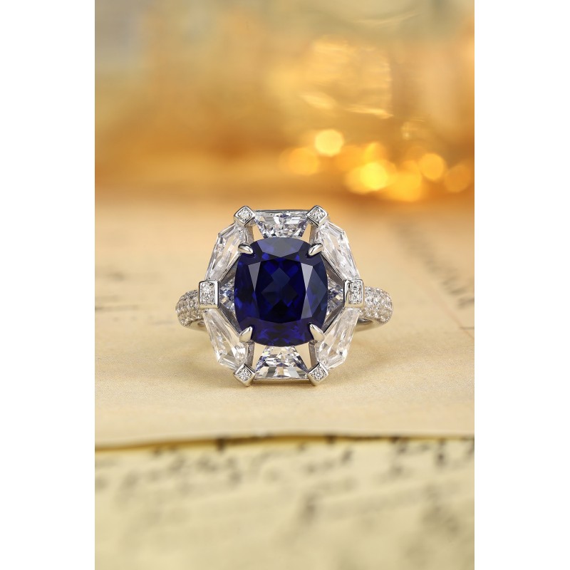 Ruif Jewelry Classic Design S925 Silver 5.42ct Lab Grown Sapphire Ring Wedding Bands for party gift Ruif Jewelry Classic Design S925 Silver 5.42ct Lab Grown Sapphire Ring Wedding Bands for party gift