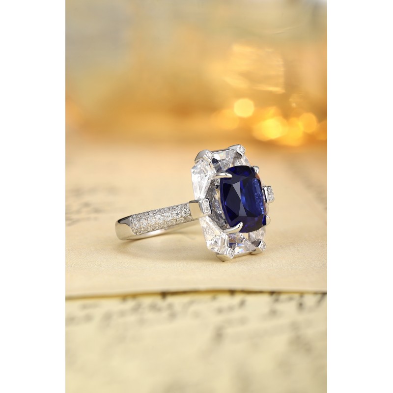 Ruif Jewelry Classic Design S925 Silver 5.42ct Lab Grown Sapphire Ring Wedding Bands for party gift Ruif Jewelry Classic Design S925 Silver 5.42ct Lab Grown Sapphire Ring Wedding Bands for party gift