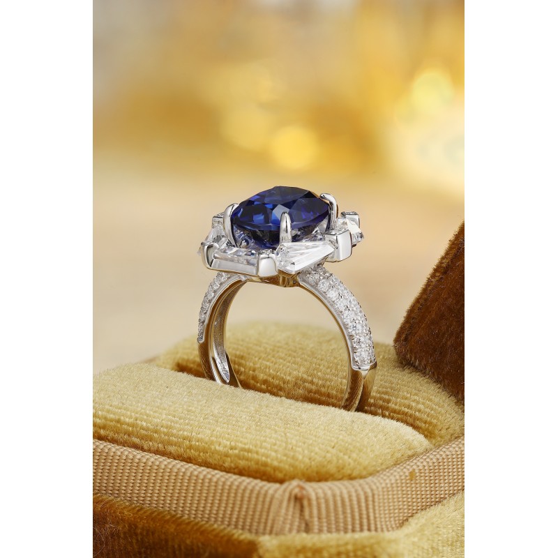 Ruif Jewelry Classic Design S925 Silver 5.42ct Lab Grown Sapphire Ring Wedding Bands for party gift Ruif Jewelry Classic Design S925 Silver 5.42ct Lab Grown Sapphire Ring Wedding Bands for party gift