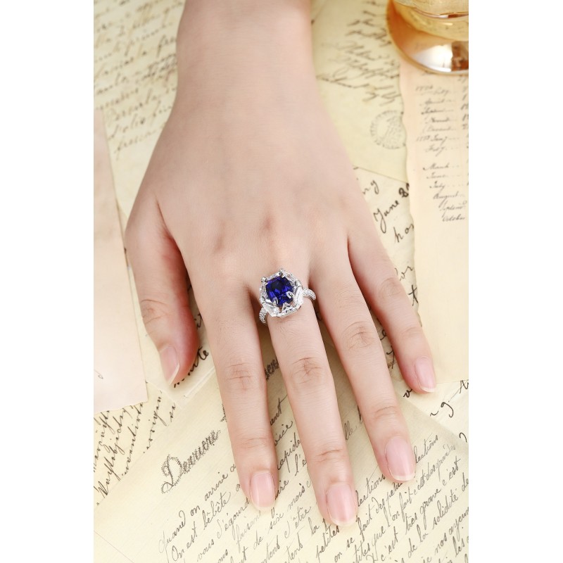 Ruif Jewelry Classic Design S925 Silver 5.42ct Lab Grown Sapphire Ring Wedding Bands for party gift Ruif Jewelry Classic Design S925 Silver 5.42ct Lab Grown Sapphire Ring Wedding Bands for party gift