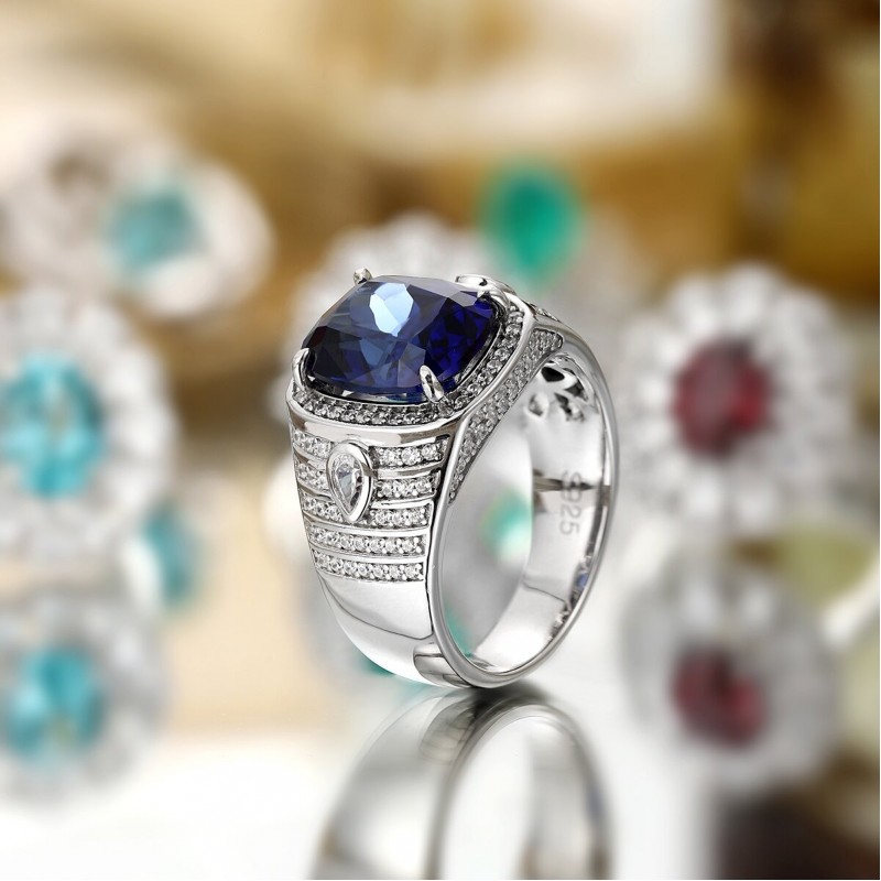 Ruif Jewelry Classic Design S925 Silver 7.665ct Lab Grown Sapphire Ring Wedding Bands ring Ruif Jewelry Classic Design S925 Silver 7.665ct Lab Grown Sapphire Ring Wedding Bands ring