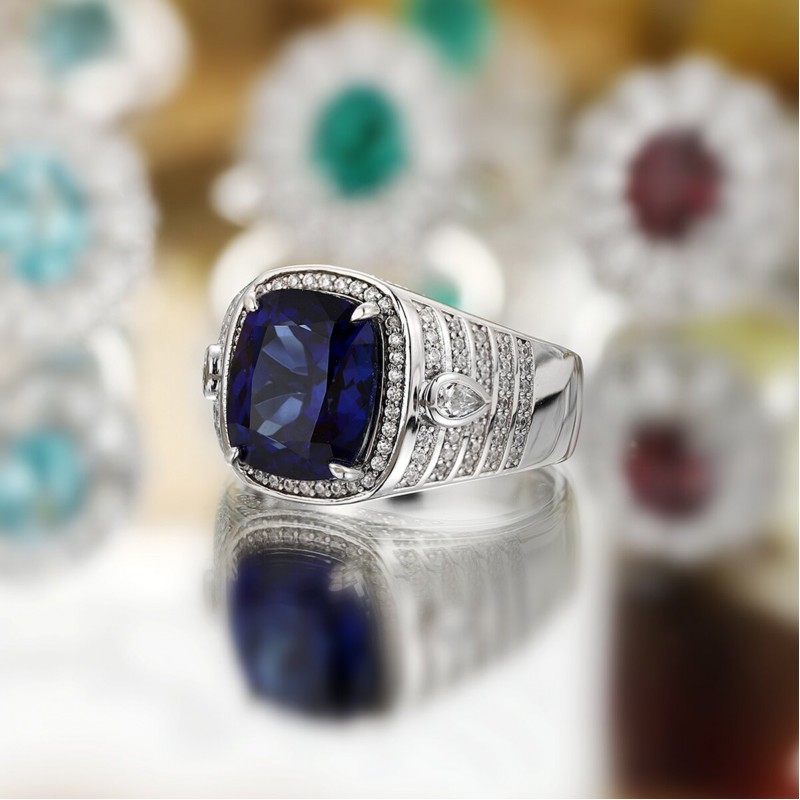 Ruif Jewelry Classic Design S925 Silver 7.665ct Lab Grown Sapphire Ring Wedding Bands ring Ruif Jewelry Classic Design S925 Silver 7.665ct Lab Grown Sapphire Ring Wedding Bands ring