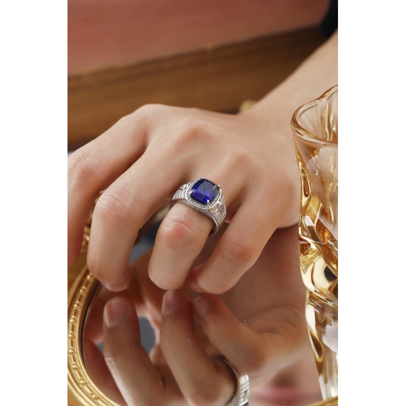 Ruif Jewelry Classic Design S925 Silver 7.665ct Lab Grown Sapphire Ring Wedding Bands ring Ruif Jewelry Classic Design S925 Silver 7.665ct Lab Grown Sapphire Ring Wedding Bands ring