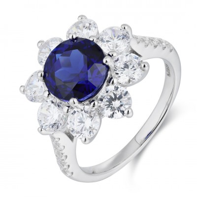 Ruif Jewelry Classic Design S925 Silver 2.9ct Lab Grown Sapphire Ring Wedding Bands