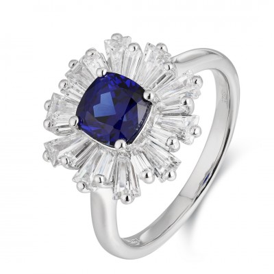 Ruif Jewelry Classic Design S925 Silver 1.47ct Lab Grown Sapphire Ring Wedding Bands