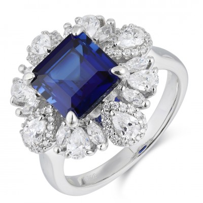 Ruif Jewelry Classic Design S925 Silver 3.65ct Lab Grown Sapphire Ring Wedding Bands