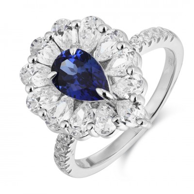 Ruif Jewelry Classic Design S925 Silver 1.41ct Lab Grown Sapphire Ring Wedding Bands