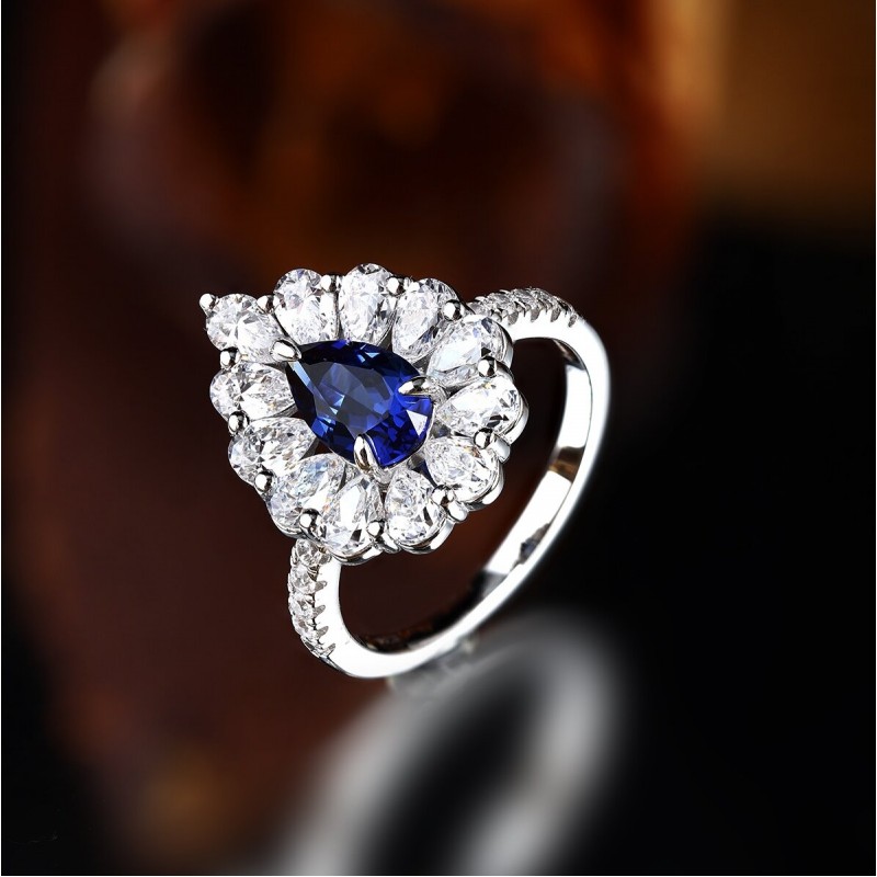 Ruif Jewelry Classic Design S925 Silver 1.41ct Lab Grown Sapphire Ring Wedding Bands