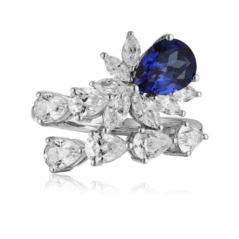 Ruif Jewelry Classic Design S925 Silver 1.72ct Lab Grown Sapphire Ring Wedding Bands