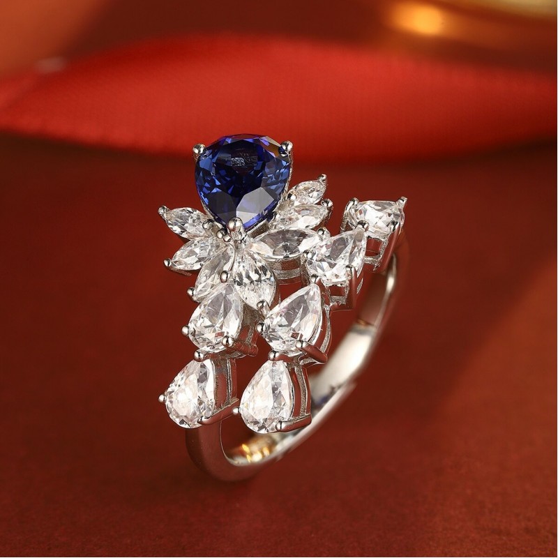 Ruif Jewelry Classic Design S925 Silver 1.72ct Lab Grown Sapphire Ring Wedding Bands
