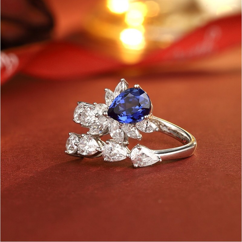 Ruif Jewelry Classic Design S925 Silver 1.72ct Lab Grown Sapphire Ring Wedding Bands