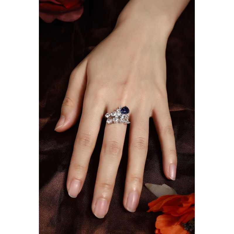 Ruif Jewelry Classic Design S925 Silver 1.72ct Lab Grown Sapphire Ring Wedding Bands