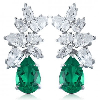 Ruif Jewelry Classic Design S925 Silver 5.78ct Lab Grown Emerald Earrings Gemstone Jewelry