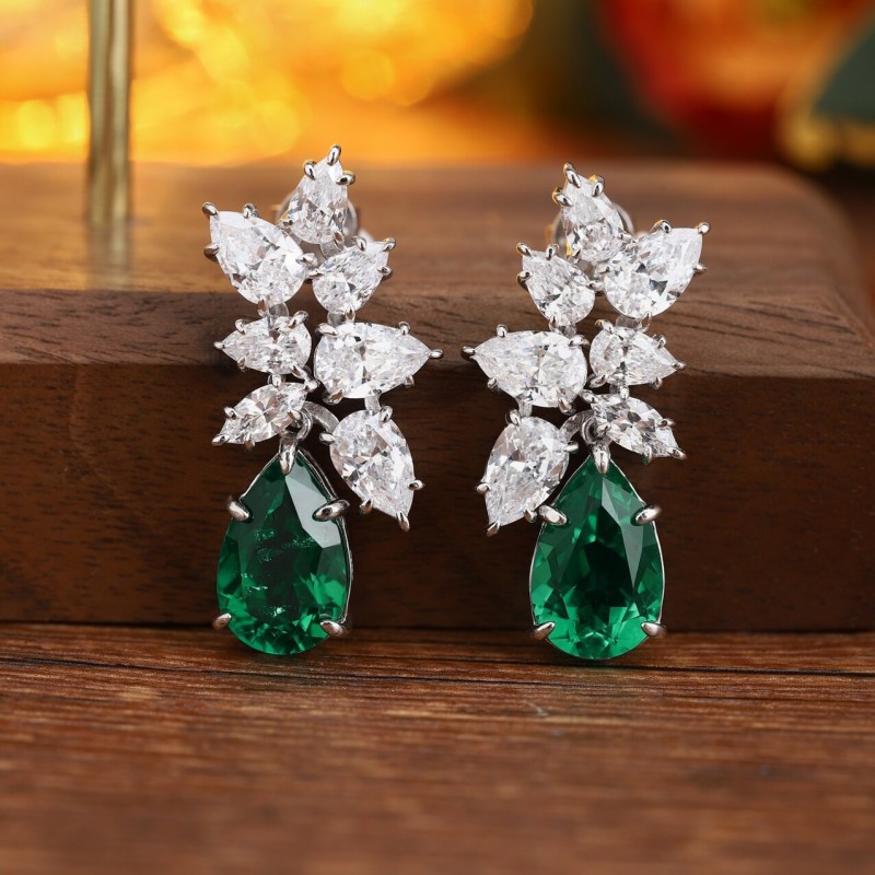 Ruif Jewelry Classic Design S925 Silver 5.78ct Lab Grown Emerald Earrings Gemstone Jewelry Ruif Jewelry Classic Design S925 Silver 5.78ct Lab Grown Emerald Earrings Gemstone Jewelry