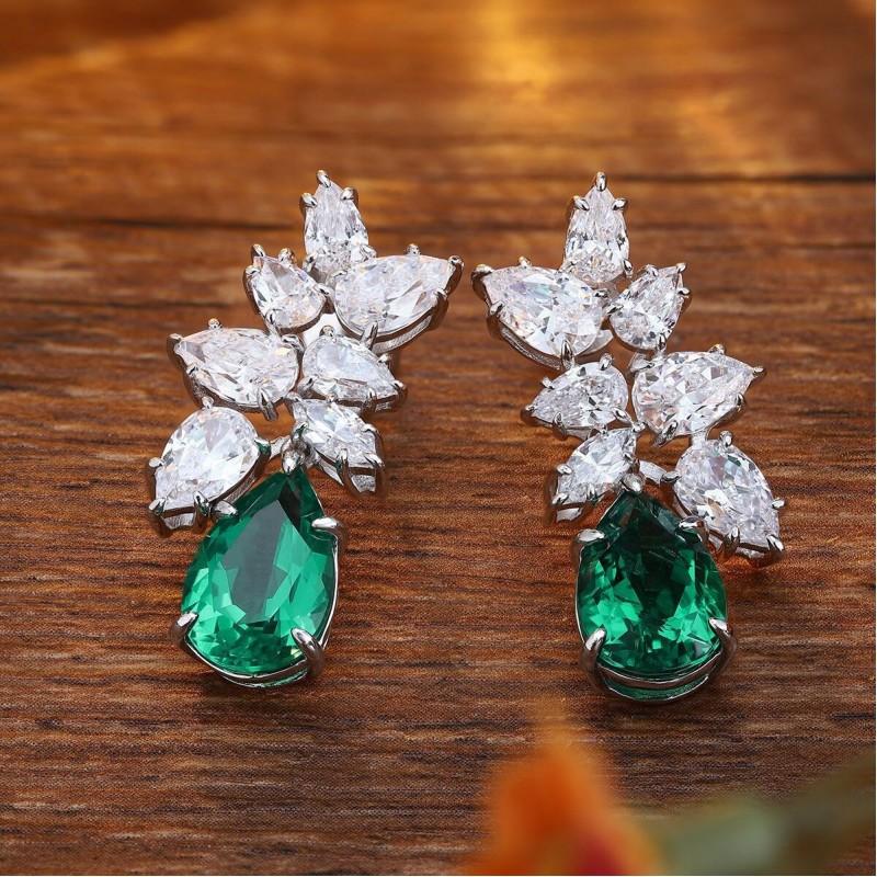 Ruif Jewelry Classic Design S925 Silver 5.78ct Lab Grown Emerald Earrings Gemstone Jewelry Ruif Jewelry Classic Design S925 Silver 5.78ct Lab Grown Emerald Earrings Gemstone Jewelry