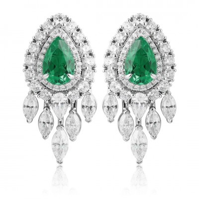 Ruif Jewelry Classic Design S925 Silver 1.89ct  Lab Grown Emerald Earrings Gemstone Jewelry