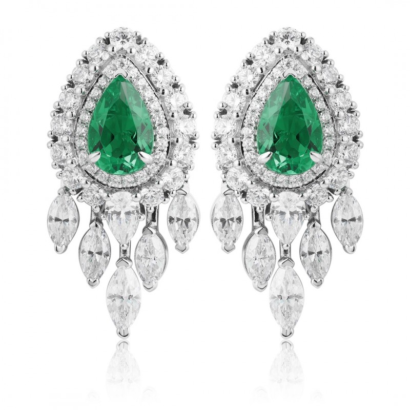 Ruif Jewelry Classic Design S925 Silver 1.89ct  Lab Grown Emerald Earrings Gemstone Jewelry Ruif Jewelry Classic Design S925 Silver 1.89ct  Lab Grown Emerald Earrings Gemstone Jewelry