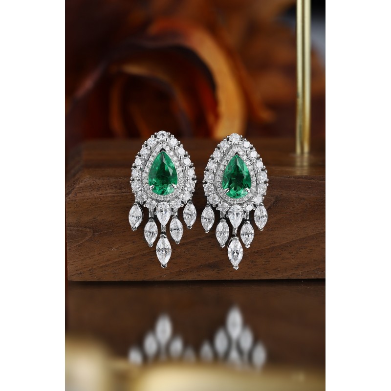 Ruif Jewelry Classic Design S925 Silver 1.89ct  Lab Grown Emerald Earrings Gemstone Jewelry Ruif Jewelry Classic Design S925 Silver 1.89ct  Lab Grown Emerald Earrings Gemstone Jewelry