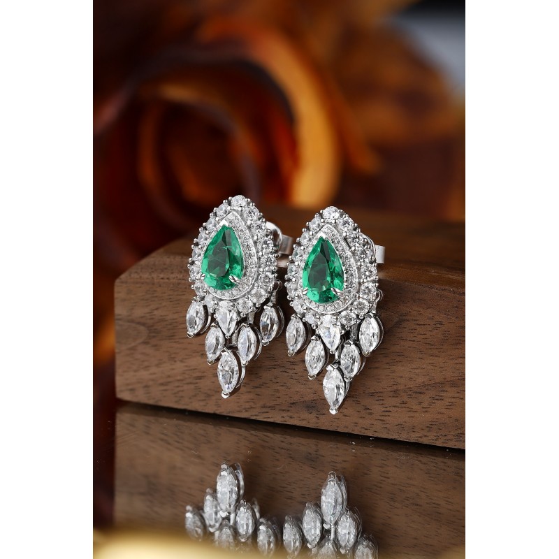 Ruif Jewelry Classic Design S925 Silver 1.89ct  Lab Grown Emerald Earrings Gemstone Jewelry Ruif Jewelry Classic Design S925 Silver 1.89ct  Lab Grown Emerald Earrings Gemstone Jewelry