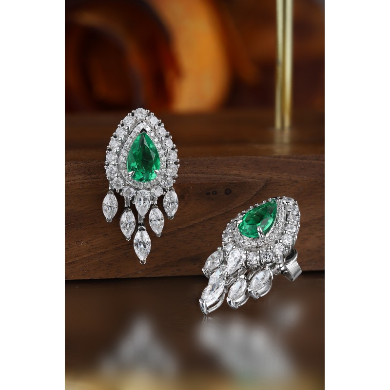 Ruif Jewelry Classic Design S925 Silver 1.89ct  Lab Grown Emerald Earrings Gemstone Jewelry Ruif Jewelry Classic Design S925 Silver 1.89ct  Lab Grown Emerald Earrings Gemstone Jewelry