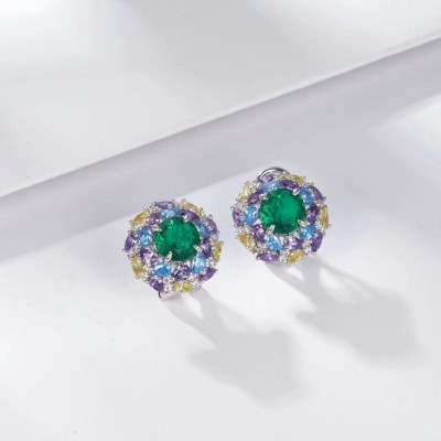 Ruif Jewelry Classic Design S925 Silver 7mm2.19ct Lab Grown Emerald Earrings Gemstone Jewelry Ruif Jewelry Classic Design S925 Silver 7mm2.19ct Lab Grown Emerald Earrings Gemstone Jewelry