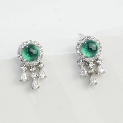 Ruif Jewelry Classic Design S925 Silver 4mm Lab Grown Emerald Earrings Gemstone Jewelry Ruif Jewelry Classic Design S925 Silver 4mm Lab Grown Emerald Earrings Gemstone Jewelry