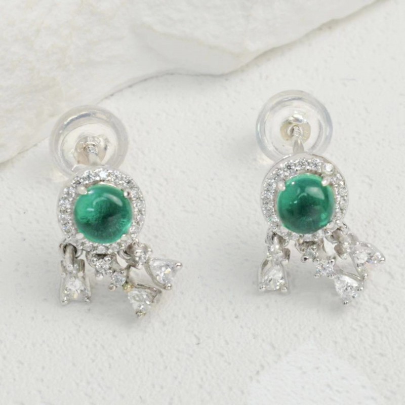 Ruif Jewelry Classic Design S925 Silver 4mm Lab Grown Emerald Earrings Gemstone Jewelry Ruif Jewelry Classic Design S925 Silver 4mm Lab Grown Emerald Earrings Gemstone Jewelry
