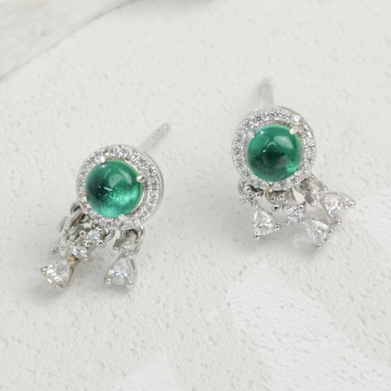 Ruif Jewelry Classic Design S925 Silver 4mm Lab Grown Emerald Earrings Gemstone Jewelry Ruif Jewelry Classic Design S925 Silver 4mm Lab Grown Emerald Earrings Gemstone Jewelry