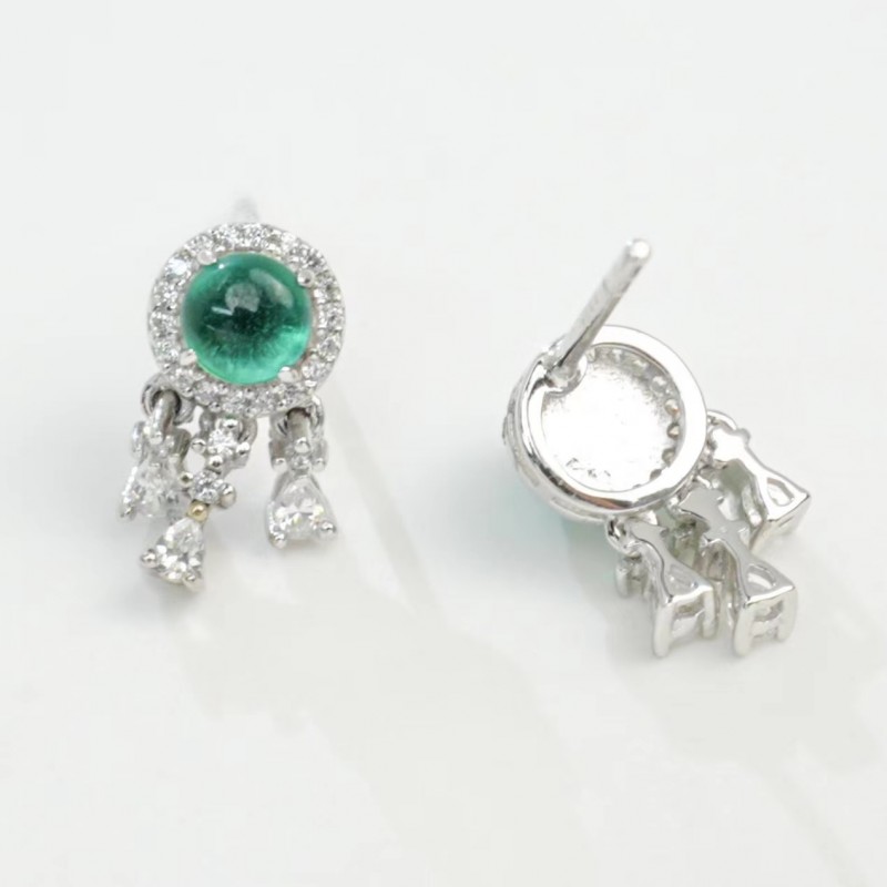 Ruif Jewelry Classic Design S925 Silver 4mm Lab Grown Emerald Earrings Gemstone Jewelry Ruif Jewelry Classic Design S925 Silver 4mm Lab Grown Emerald Earrings Gemstone Jewelry