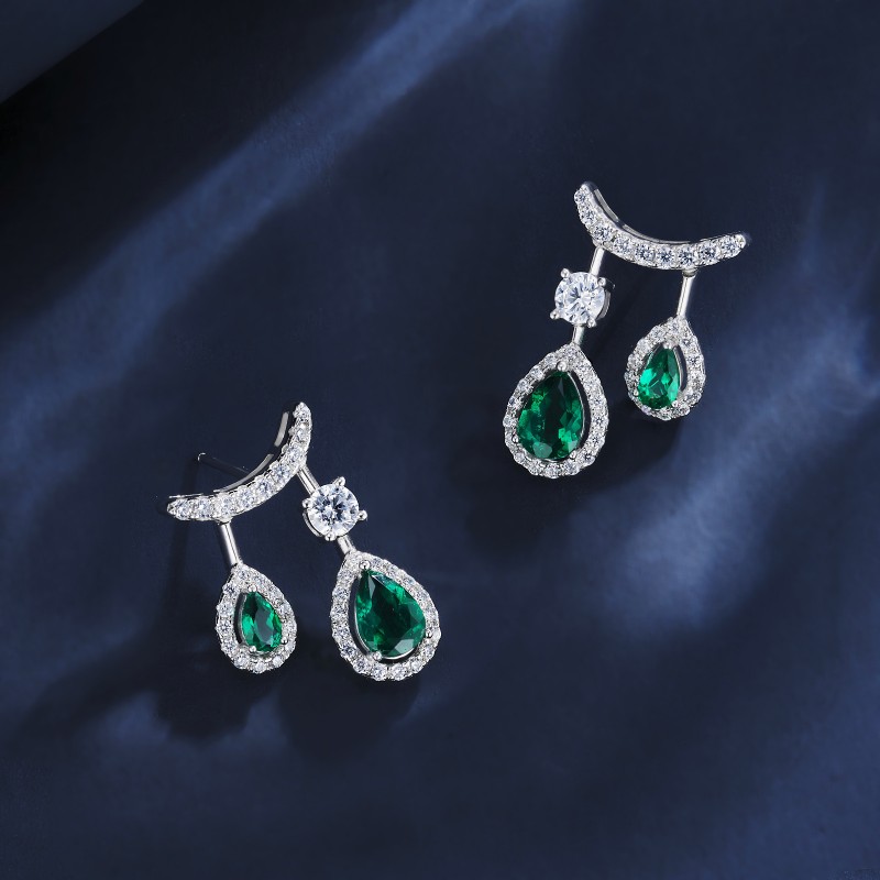 Ruif Jewelry Classic Design S925 Silver 1.53ct  Lab Grown Emerald Earrings Gemstone Jewelry Ruif Jewelry Classic Design S925 Silver 1.53ct  Lab Grown Emerald Earrings Gemstone Jewelry