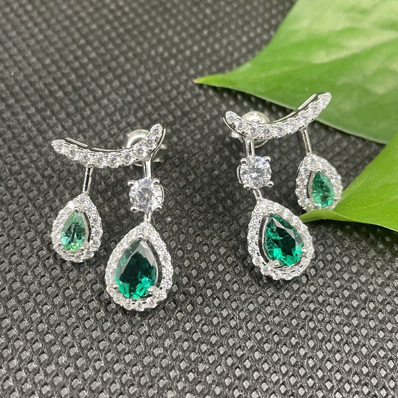 Ruif Jewelry Classic Design S925 Silver 1.53ct  Lab Grown Emerald Earrings Gemstone Jewelry Ruif Jewelry Classic Design S925 Silver 1.53ct  Lab Grown Emerald Earrings Gemstone Jewelry