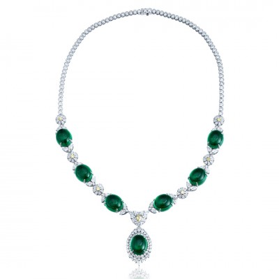 Ruif Jewelry Classic Design S925 Silver  70.84ct Green Nanomaterials Necklace Gemstone Jewelry