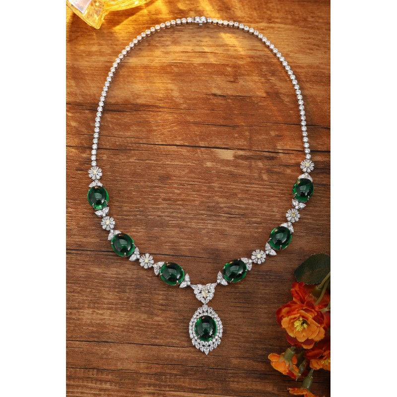 Ruif Jewelry Classic Design S925 Silver 70.84ct Green Nanomaterials Necklace Gemstone Jewelry Ruif Jewelry Classic Design S925 Silver 70.84ct Green Nanomaterials Necklace Gemstone Jewelry