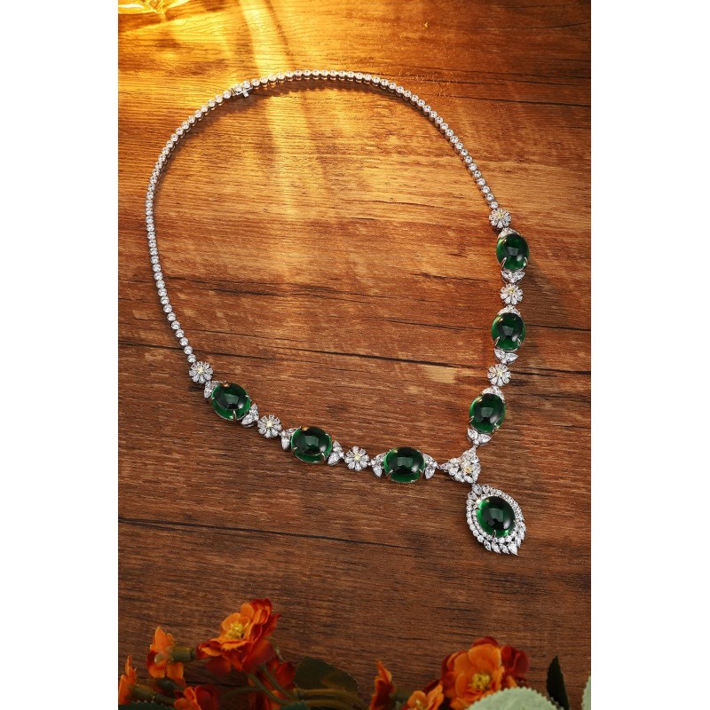 Ruif Jewelry Classic Design S925 Silver 70.84ct Green Nanomaterials Necklace Gemstone Jewelry Ruif Jewelry Classic Design S925 Silver 70.84ct Green Nanomaterials Necklace Gemstone Jewelry