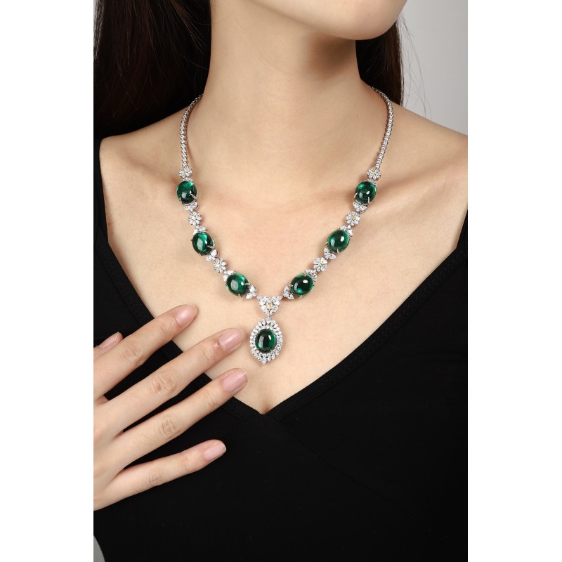 Ruif Jewelry Classic Design S925 Silver 70.84ct Green Nanomaterials Necklace Gemstone Jewelry Ruif Jewelry Classic Design S925 Silver 70.84ct Green Nanomaterials Necklace Gemstone Jewelry