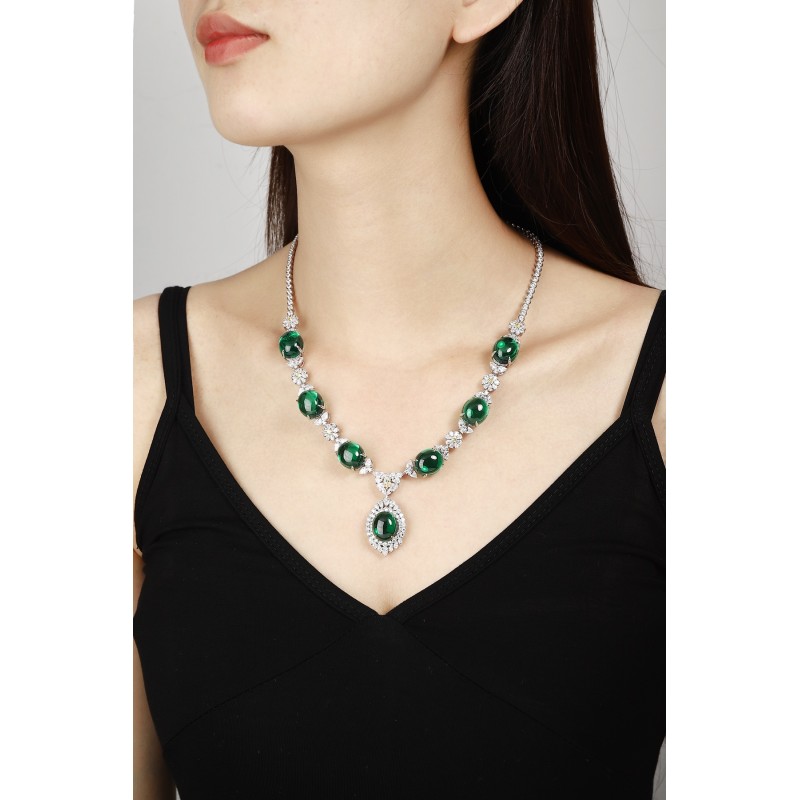 Ruif Jewelry Classic Design S925 Silver 70.84ct Green Nanomaterials Necklace Gemstone Jewelry Ruif Jewelry Classic Design S925 Silver 70.84ct Green Nanomaterials Necklace Gemstone Jewelry