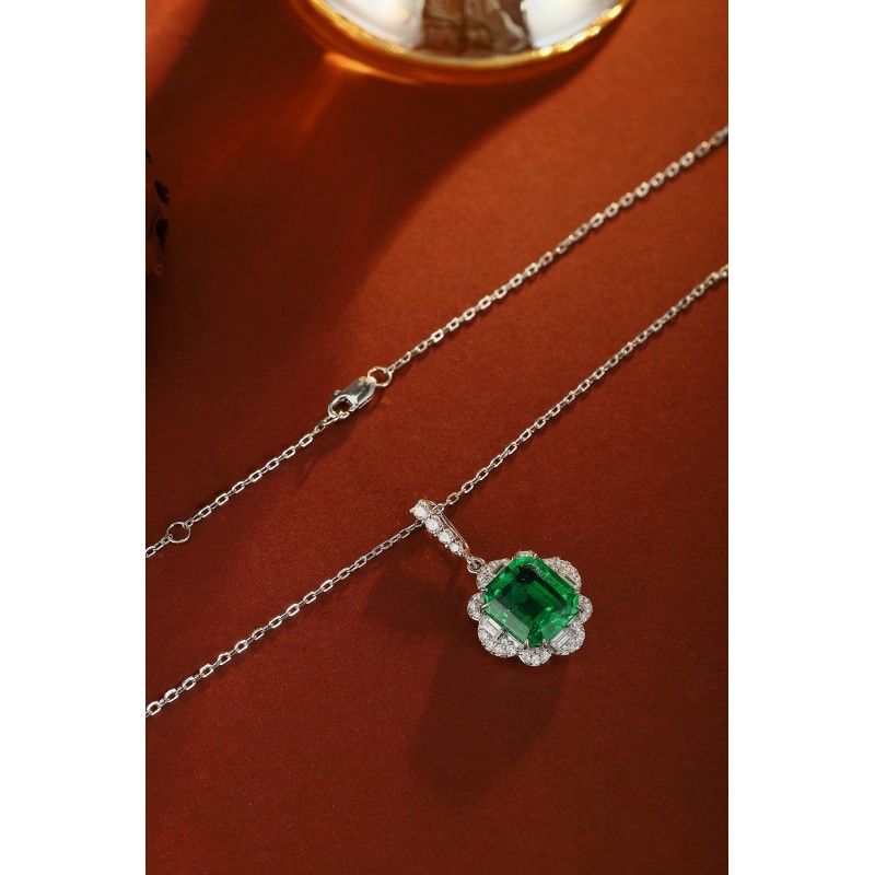 Ruif Jewelry Classic Design S925 Silver 4.795ct Lab Grown Emerald Pendant Necklace Gemstone Jewelry