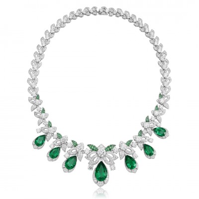 Ruif Jewelry Classic Design Green S925 Silver 27.69ct Lab Grown Emerald Pendant Necklace Gemstone Jewelry