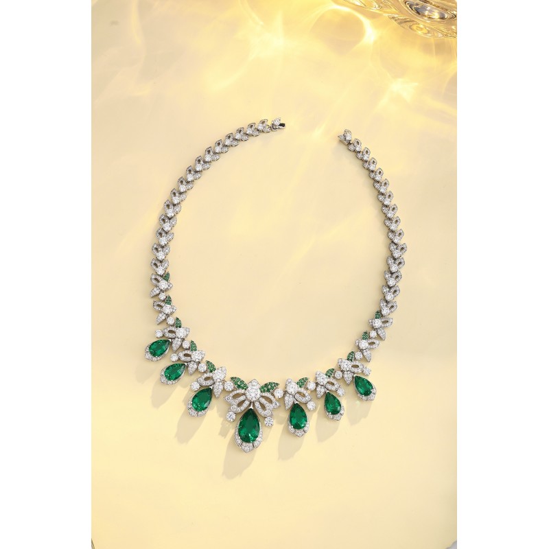 Ruif Jewelry Classic Design Green S925 Silver 27.69ct Lab Grown Emerald Pendant Necklace Gemstone Jewelry