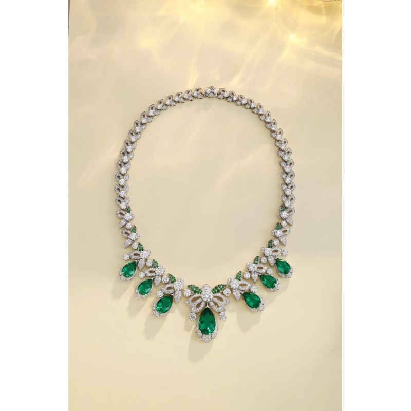 Ruif Jewelry Classic Design Green S925 Silver 27.69ct Lab Grown Emerald Pendant Necklace Gemstone Jewelry