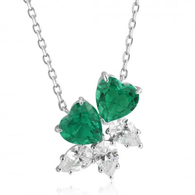 Ruif Jewelry Classic Design S925 Silver 2.5ct Lab Grown Emerald Pendant Necklace Gemstone Jewelry