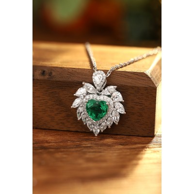 Ruif Jewelry Classic Design S925 Silver 1.23ct Lab Grown Emerald Pendant Necklace Gemstone Jewelry