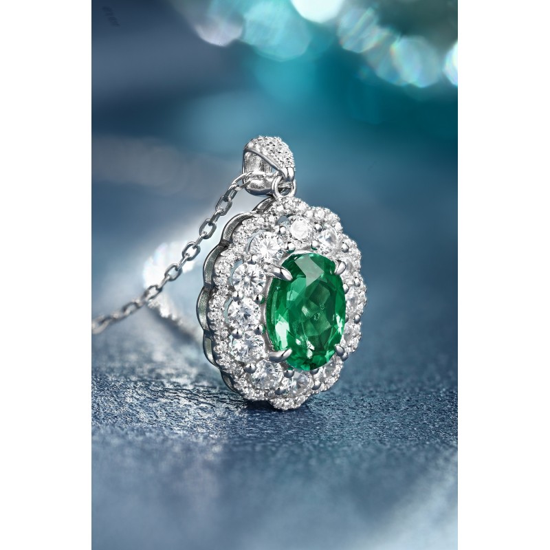 Ruif Jewelry Classic Design S925 Silver 1.9ct Lab Grown Emerald Pendant Necklace Gemstone Jewelry Ruif Jewelry Classic Design S925 Silver 1.9ct Lab Grown Emerald Pendant Necklace Gemstone Jewelry