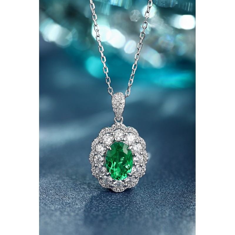 Ruif Jewelry Classic Design S925 Silver 1.9ct Lab Grown Emerald Pendant Necklace Gemstone Jewelry Ruif Jewelry Classic Design S925 Silver 1.9ct Lab Grown Emerald Pendant Necklace Gemstone Jewelry