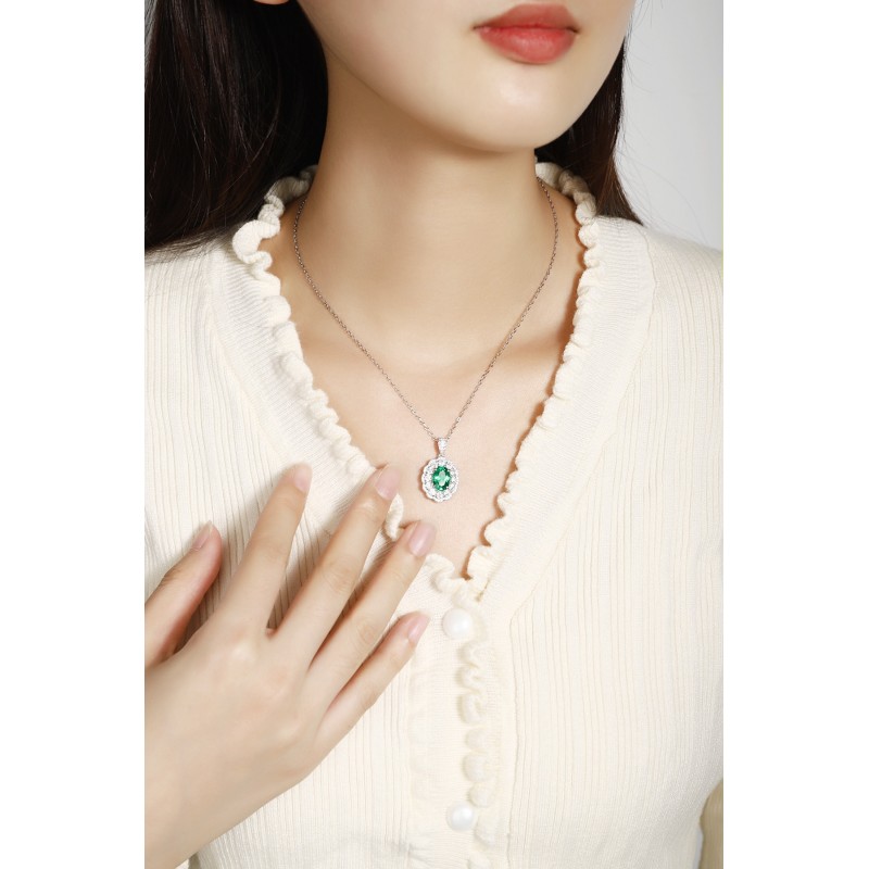 Ruif Jewelry Classic Design S925 Silver 1.9ct Lab Grown Emerald Pendant Necklace Gemstone Jewelry Ruif Jewelry Classic Design S925 Silver 1.9ct Lab Grown Emerald Pendant Necklace Gemstone Jewelry